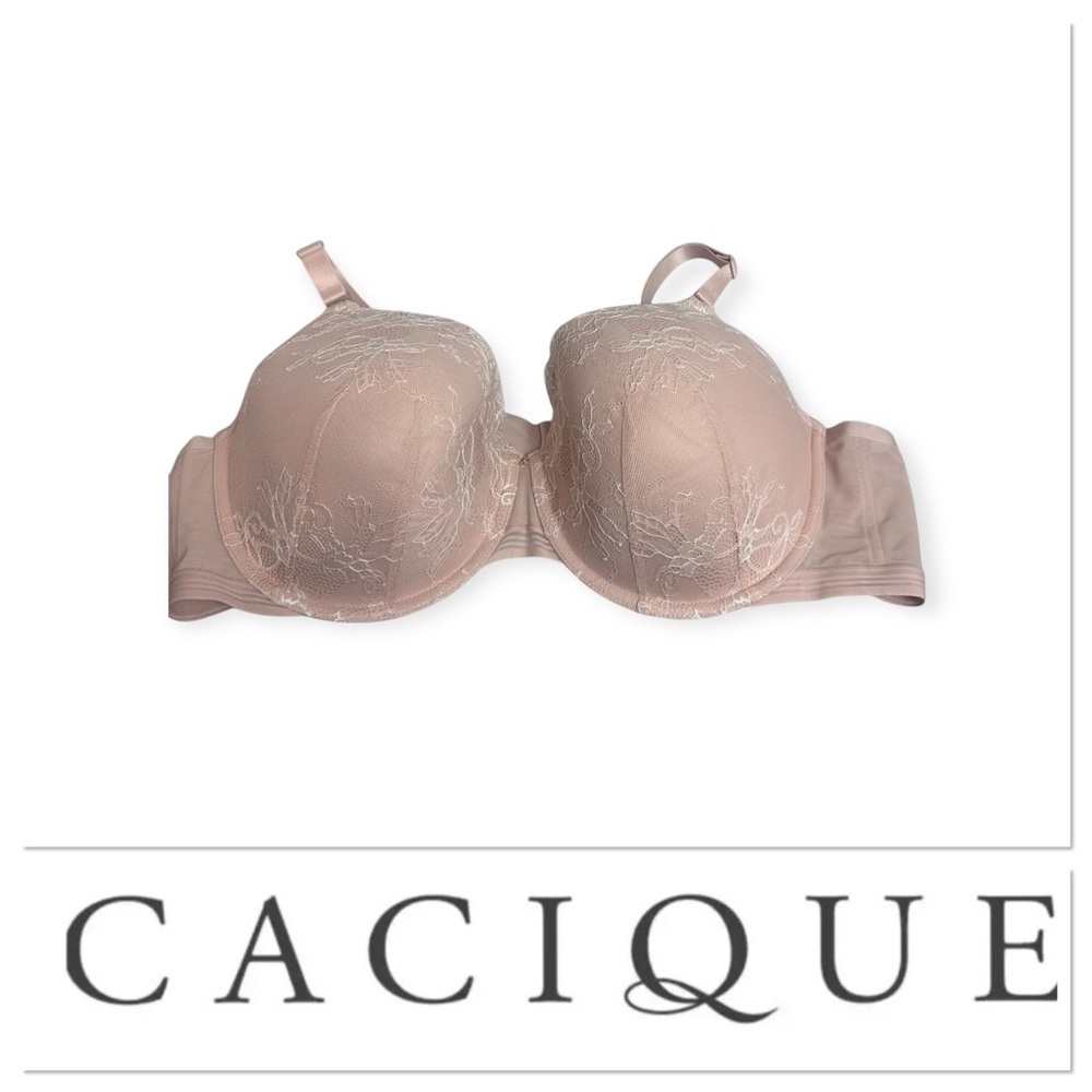 Cacique beige/blush pink lightly lined Demi bra size 46D